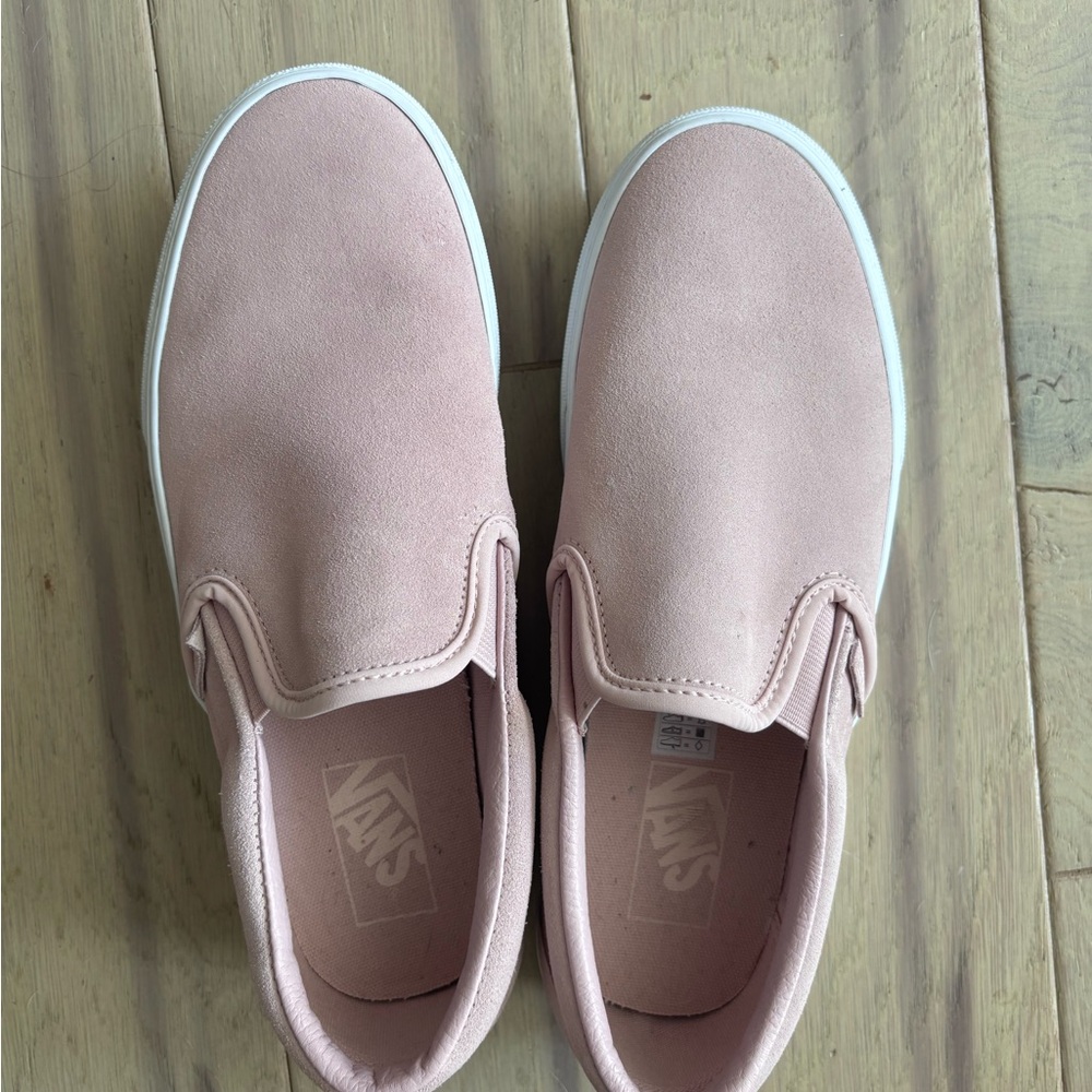 Vans Platform Slip Ons, pink suede. women’s size 9.